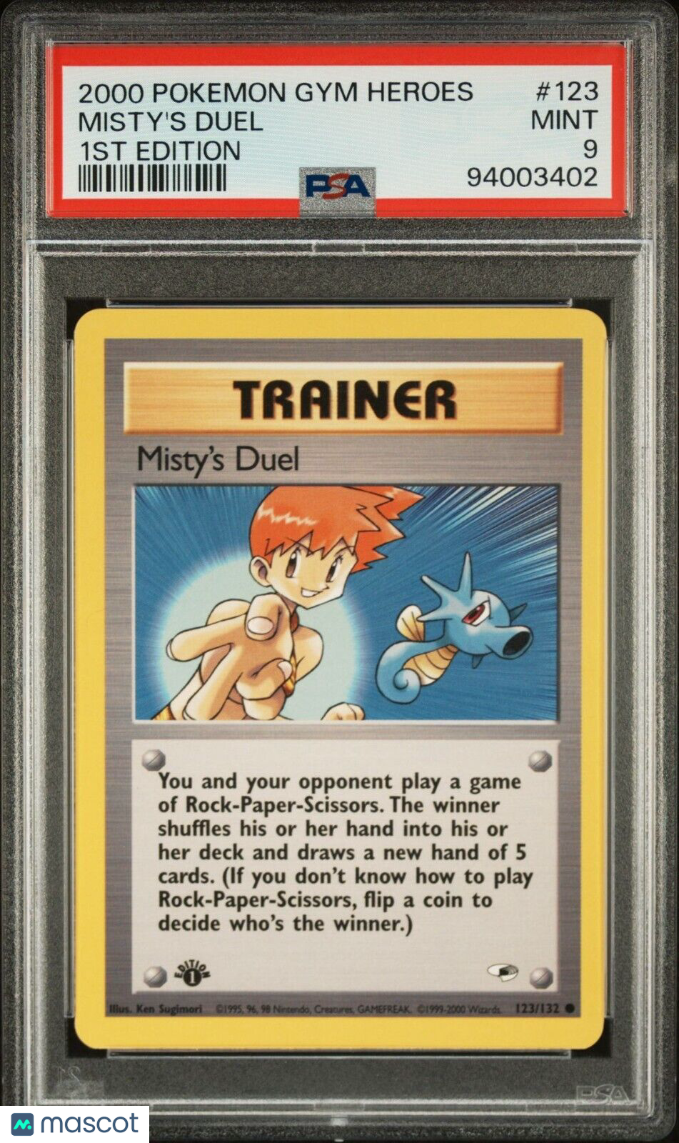 2000 POKEMON GYM HEROES #123 MISTY'S DUEL PSA 9 MINT 1st Edition