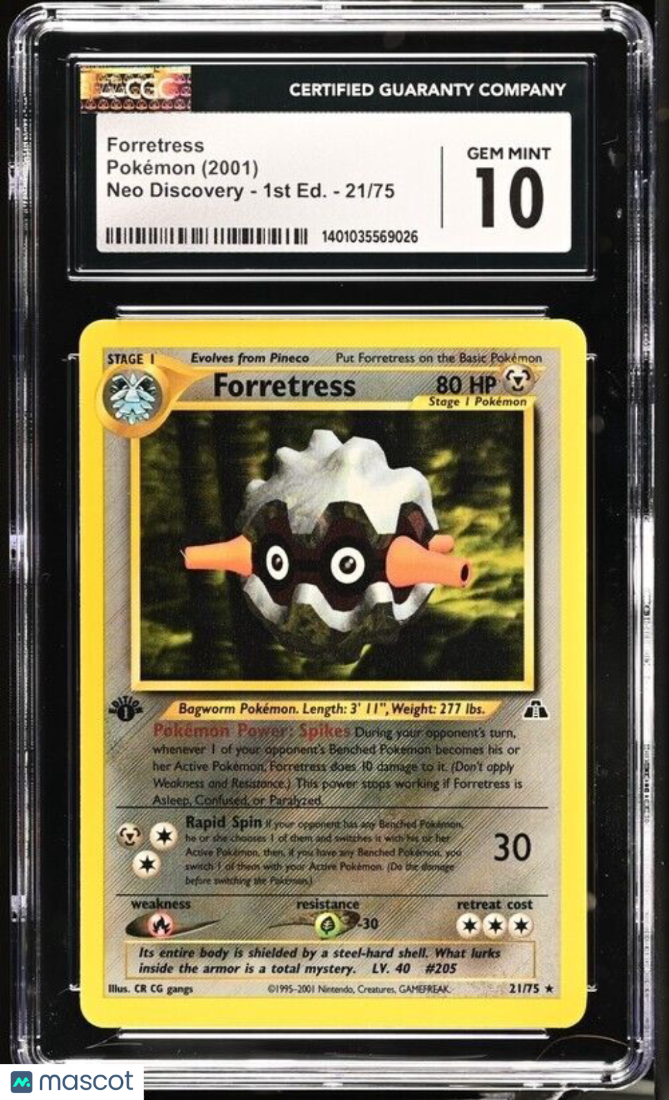 Pokémon TCG Forretress Neo Discovery 21/75 Regular 1st Edition Rare CGC 10