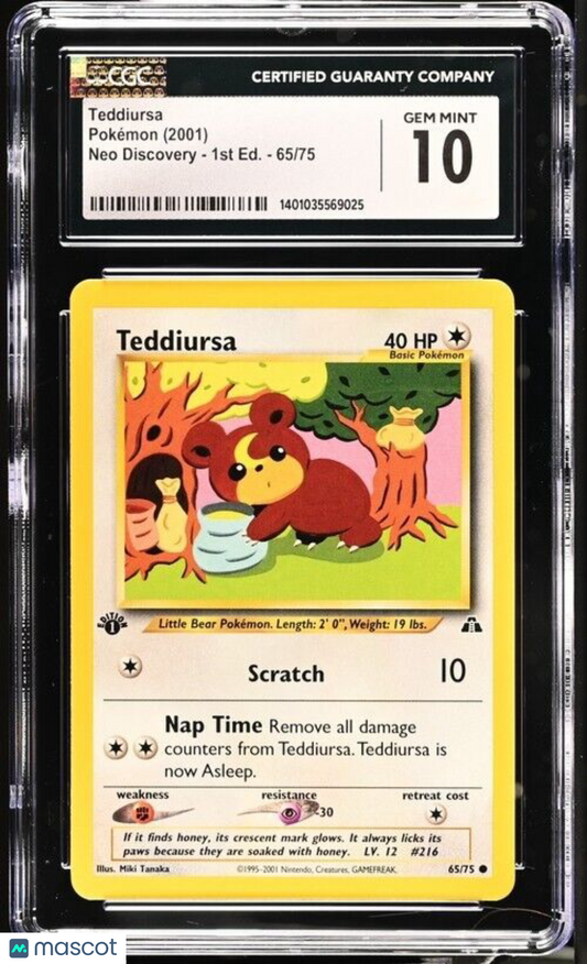 PSA 10 - Pokemon Card - Neo Discovery 65/75 - TEDDIURSA  *1st Edition* GEM MINT