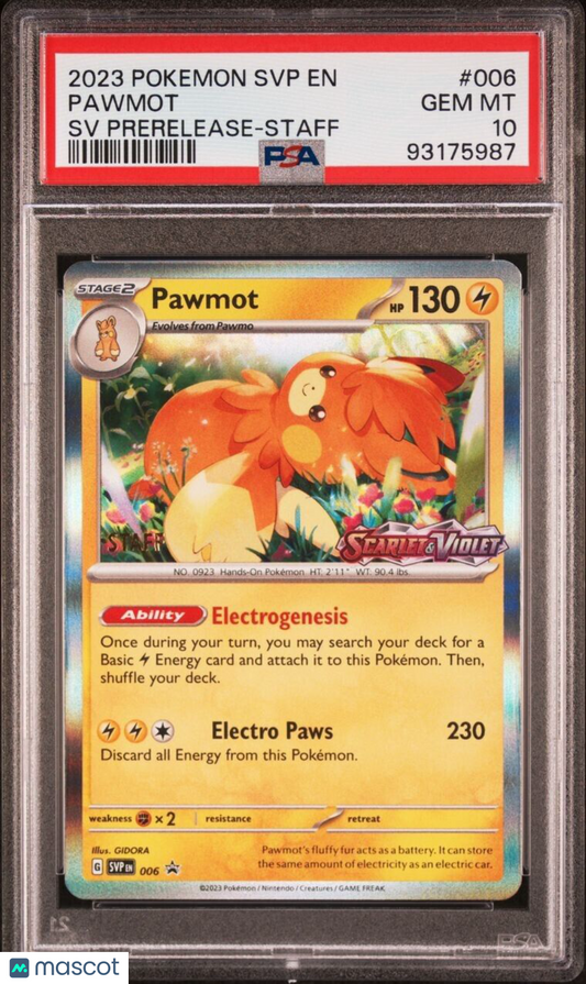 Pokemon Graded 10 Pawmot Staff Prerelease Promo 006 PSA 10