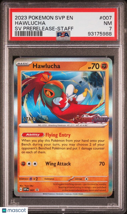 Pokémon TCG Slab - PSA 7 NM Hawlucha SV Prerelease-Staff 007